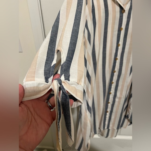 Mlle Gabrielle Lightweight Striped Button Down Shirt Dress ~ Size 3X 💙🤎 - Picture 3 of 12